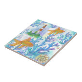 Carreau Aquarelle Poisson d'or et corail (Côté)