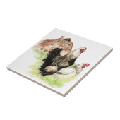 Carreau Aquarelle Poulets Hen & Rooster Farm Bird Art (Côté)