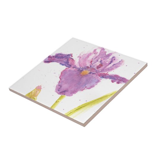 Carreau Aquarelle pourpre d'iris (Côté)