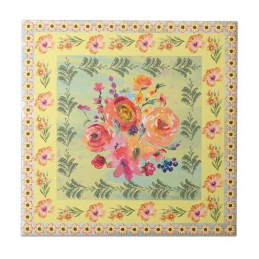 Carreau Aquarelle poussiéreuse décorée de style classique  (Devant)