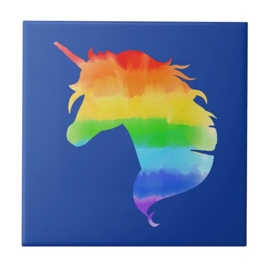 Carreau Aquarelle Rainbow Unicorn (Devant)