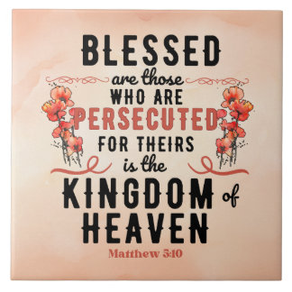 Carreau Aquarelle Retro Matthew 5:10 Poppies
