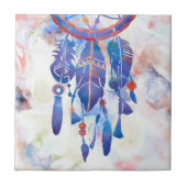 Carreau Aquarelle rose bleu Dreamcatcher Moderne Boho (Devant)