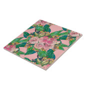 Carreau Aquarelle rose de la fille Peinture à la main (Côté)