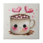 Carreau Aquarelle rose et crème mignonne Chocolat chaud Mu (Devant)