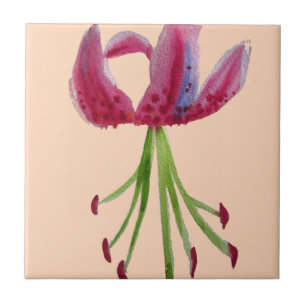 Carreau Aquarelle rose Lily art floral moderne