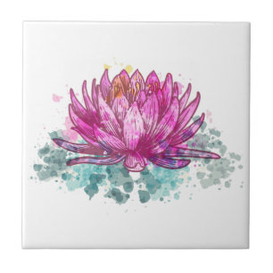 Carreau Aquarelle rose Lotus Fleur