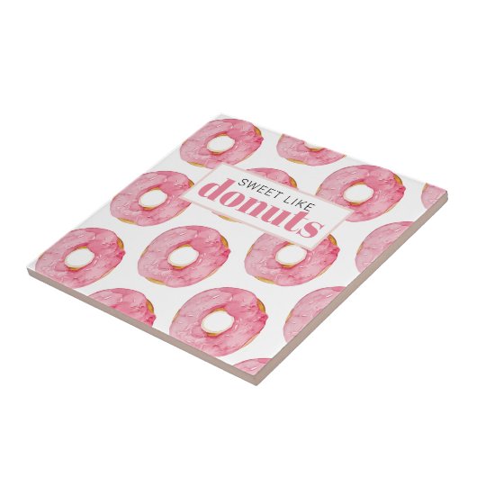 Carreau Aquarelle rose moderne douce comme les beignets Ci (Côté)