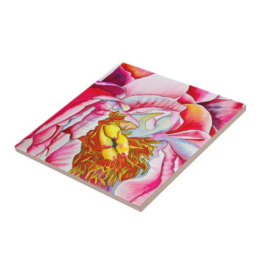 Carreau Aquarelle rose Peony (Côté)