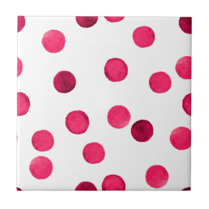 Carreau Aquarelle rouge aquarelle pois motif