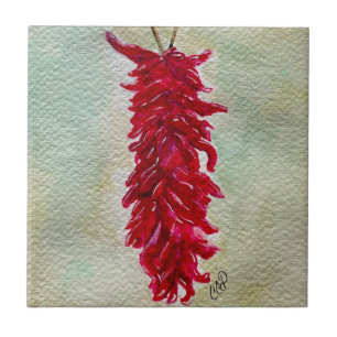 Carreau Aquarelle Rouge Chili Ristra Nouveau Mexique