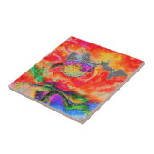 Carreau aquarelle rouge floral Abstrait (Côté)