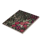 Carreau Aquarelle rouge roses fleurs petit floral vert le (Côté)