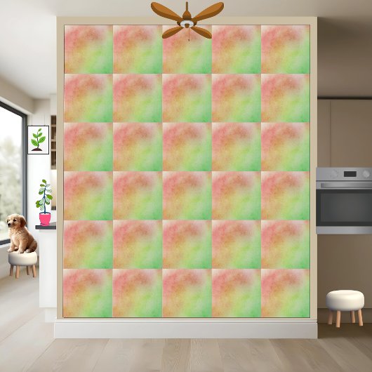 Carreau Aquarelle rouge, vert et jaune