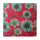 Carreau Aquarelle rouge vert Floral (Devant)