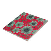 Carreau Aquarelle rouge vert Floral (Côté)