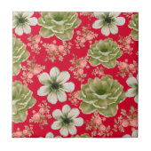Carreau Aquarelle rouge vert Floral (Devant)