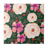 Carreau Aquarelle rouge verte Florale (Devant)