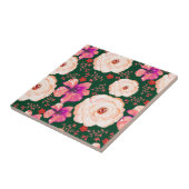 Carreau Aquarelle rouge verte Florale (Côté)