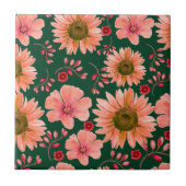 Carreau Aquarelle rouge verte Florale (Devant)