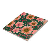 Carreau Aquarelle rouge verte Florale (Côté)