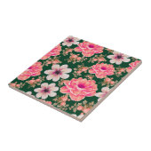 Carreau Aquarelle rouge verte Florale (Côté)