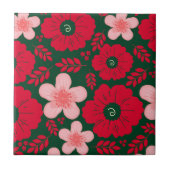 Carreau Aquarelle rouge verte Florale (Devant)
