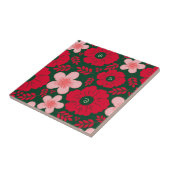 Carreau Aquarelle rouge verte Florale (Côté)