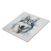 Carreau Aquarelle sibérienne Husky (Côté)