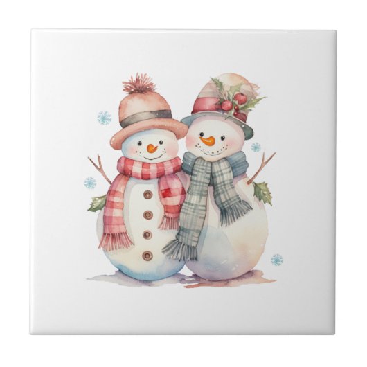 Carreau Aquarelle Snowman (Devant)