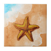 Carreau Aquarelle Starfish sur la plage (Devant)