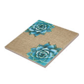 Carreau Aquarelle succulente sur Burlap Tan (Côté)
