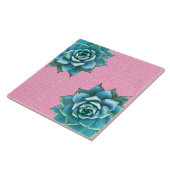 Carreau Aquarelle Succulente sur rose pâle (Côté)