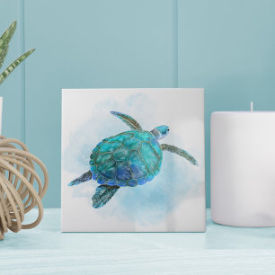 Carreau Aquarelle Tortue de mer Océan côtier marin