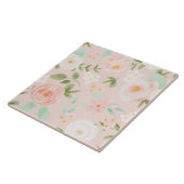 Carreau Aquarelle transparente Floral rose et Pêche (Côté)