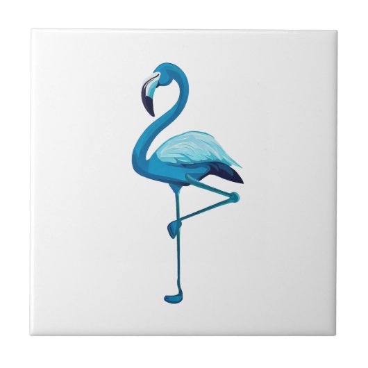 Carreau Aquarelle tropicale Flamant rose bleu or (Devant)