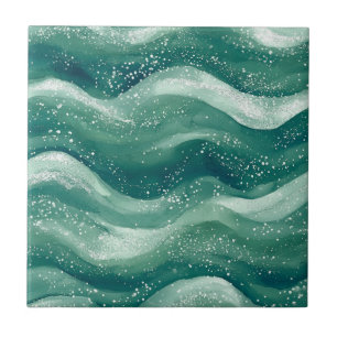 Carreau Aquarelle Turquoise Calme Ocean Wave Art