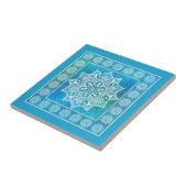 Carreau Aquarelle turquoise du Boho, mandala floral (Côté)
