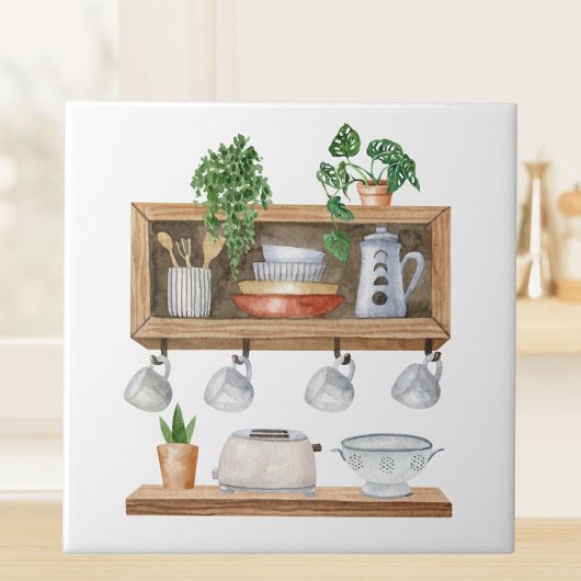 Carreau Aquarelle Ustensiles de cuisine Style Boho