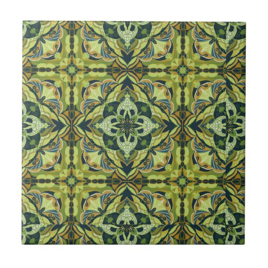 Carreau Aquarelle Vert Azulejo Carrelage espagnol (Devant)