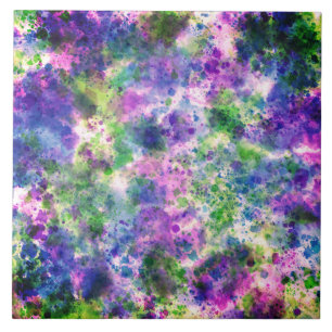 Carreau Aquarelle vert pourpre bleu Paint Splash Abstrait