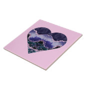 Carreau Aquarelle vert violet de l'océan Regardez le coeur (Côté)