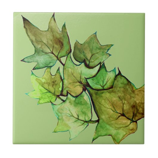 Carreau Aquarelle verte Ivy Nature (Devant)