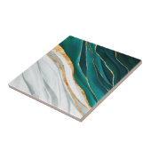 Carreau Aquarelle verte, turquoise et or de minuit (Côté)