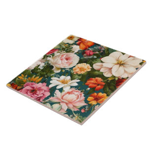 Carreau Aquarelle vintage Collection florale populaire