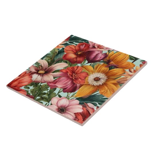 Carreau Aquarelle vintage Collection Florale tendance (Côté)