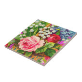 Carreau Aquarelle vintage de panier floral (Côté)