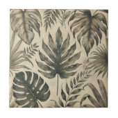 Carreau Aquarelle vintage Tropical Vert Botanique Floral (Devant)