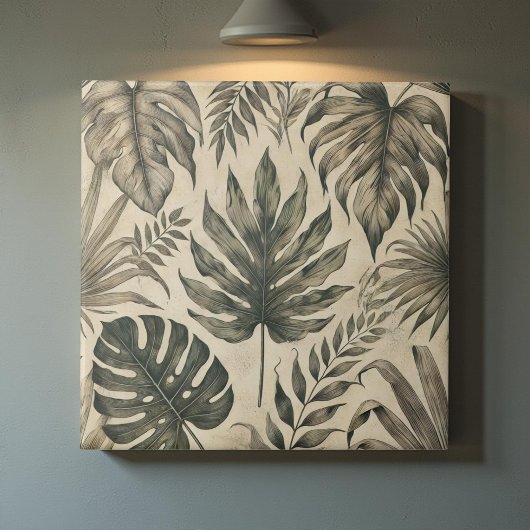 Carreau Aquarelle vintage Tropical Vert Botanique Floral