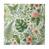 Carreau Aquarelle vintage vert rose Botanique Floral (Devant)